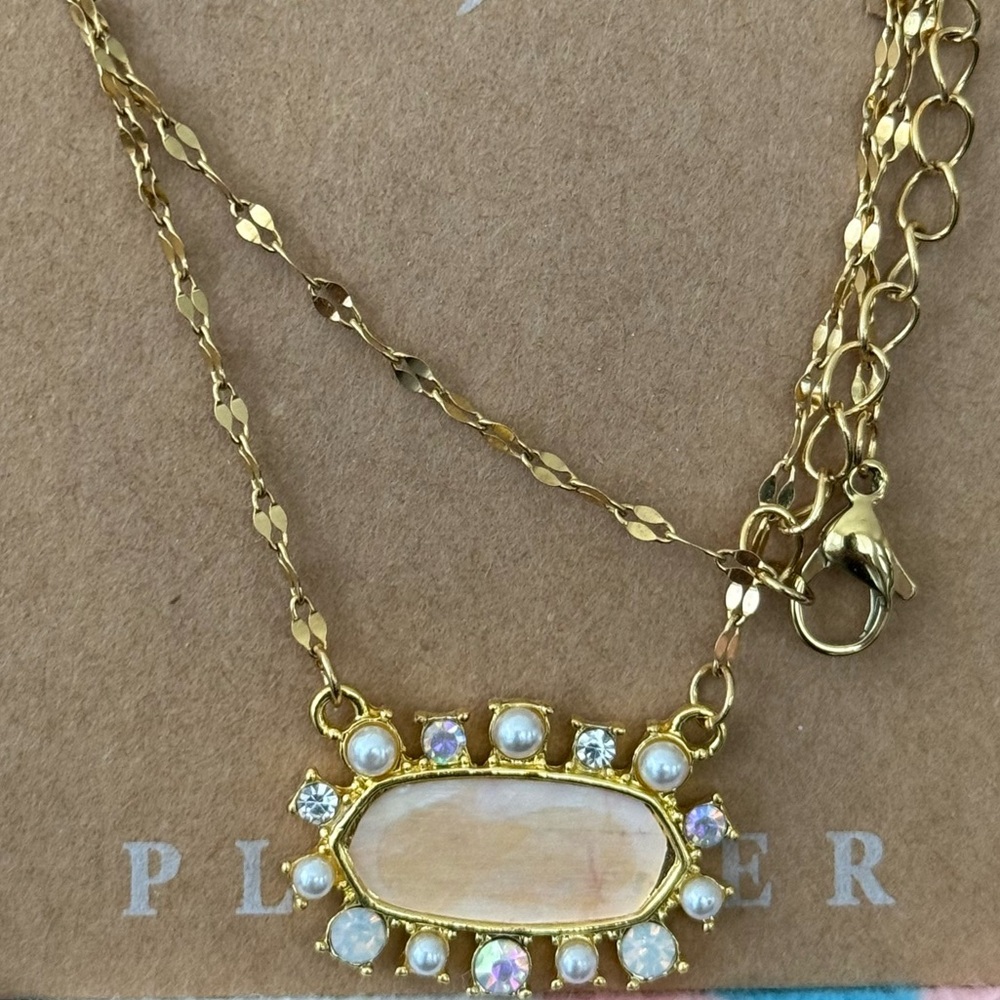 Plunder Gold Necklace with Pearl and Crystal Accents